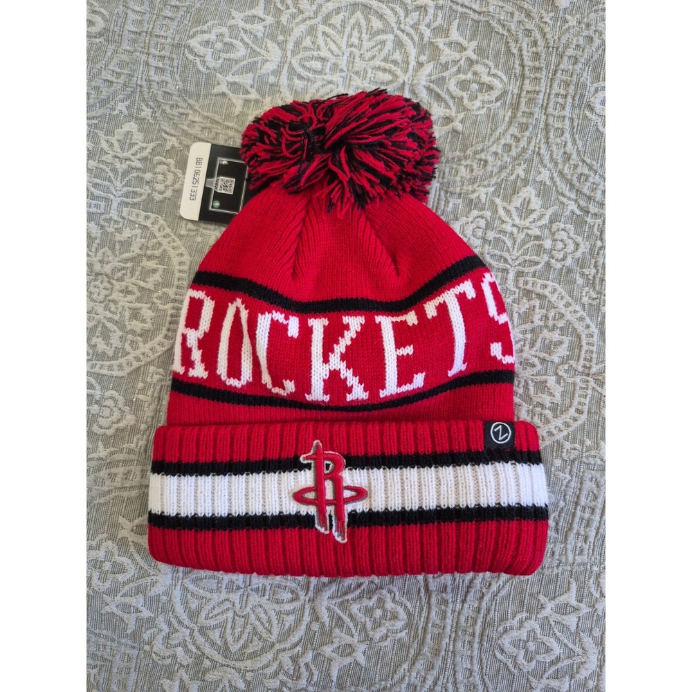 NBA Houston Rockets Pom‎ Beanie Knit Hat Red White Black New With Tags (youth)